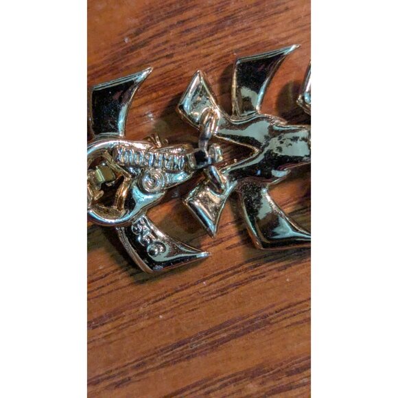 Vintage Designer Marboux Marcel Boucher Gold Tone & Rhinestone Link Bracelet 7 I - Picture 6 of 7